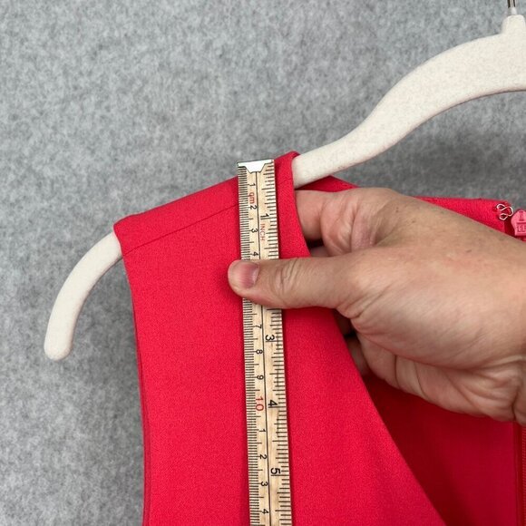 Calvin Klein Ruffle Hem Sheath Dress Size 6 Hibiscus Pink Coral Office Cocktail - Picture 9 of 12